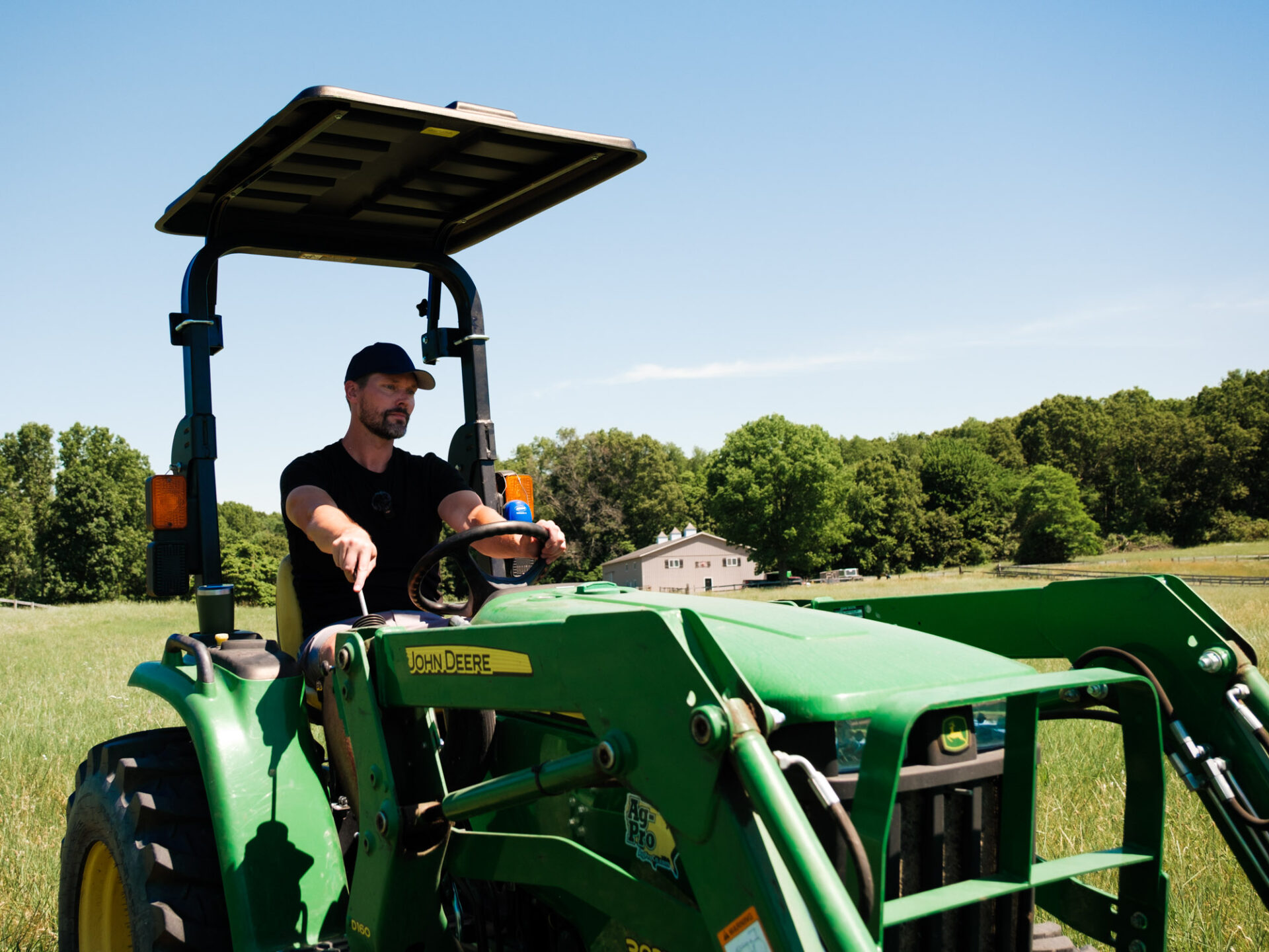 Rhinohide Tractor Canopy Sunshade on John Deere 3025E