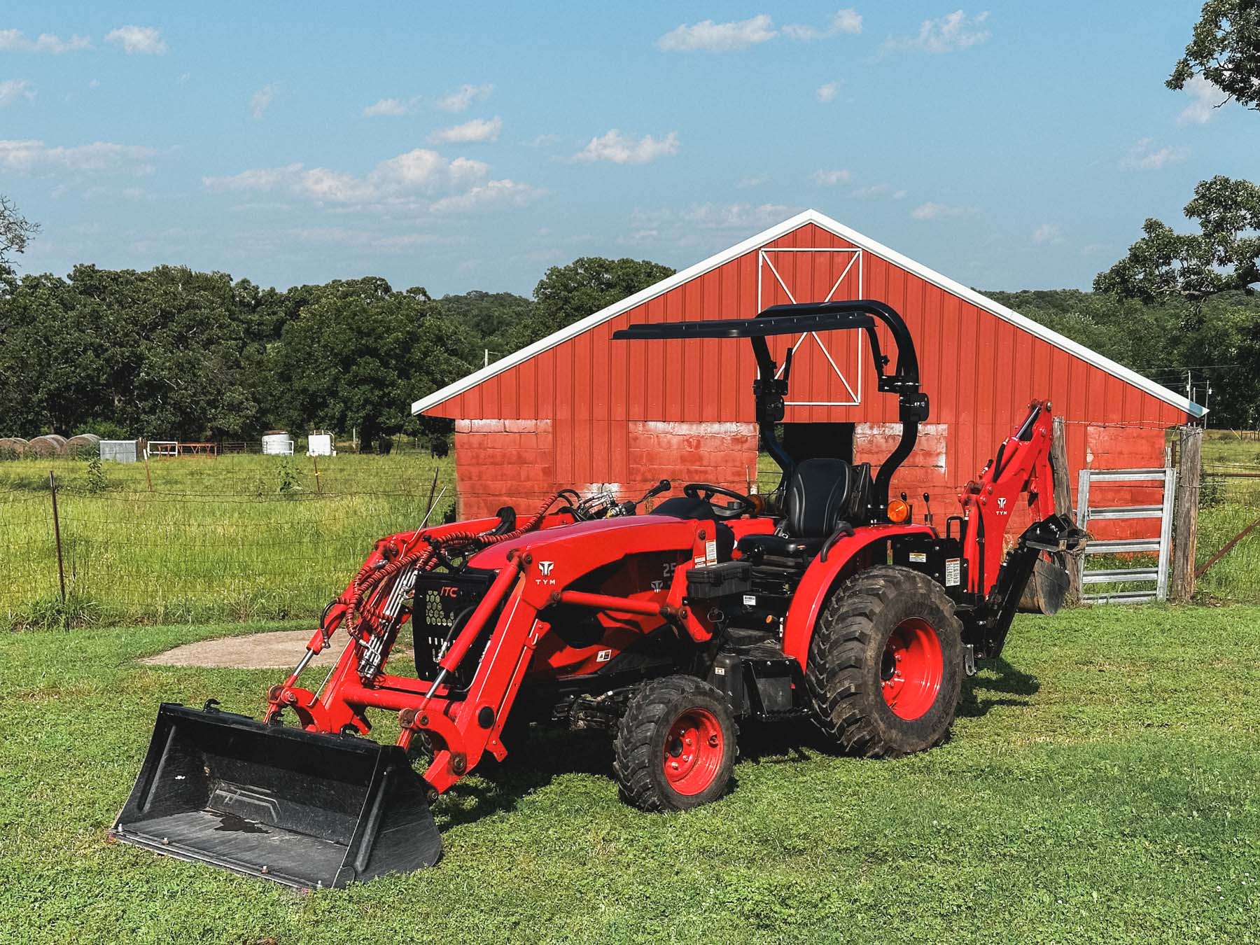 Rhinohide Universal Tractor Canopy on TYM Tractor with Backhoe Kit
