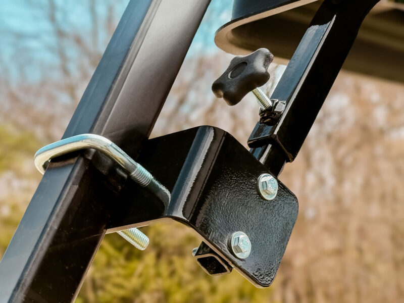 Rear View of Mounting Hardware on Angled Roll Bar