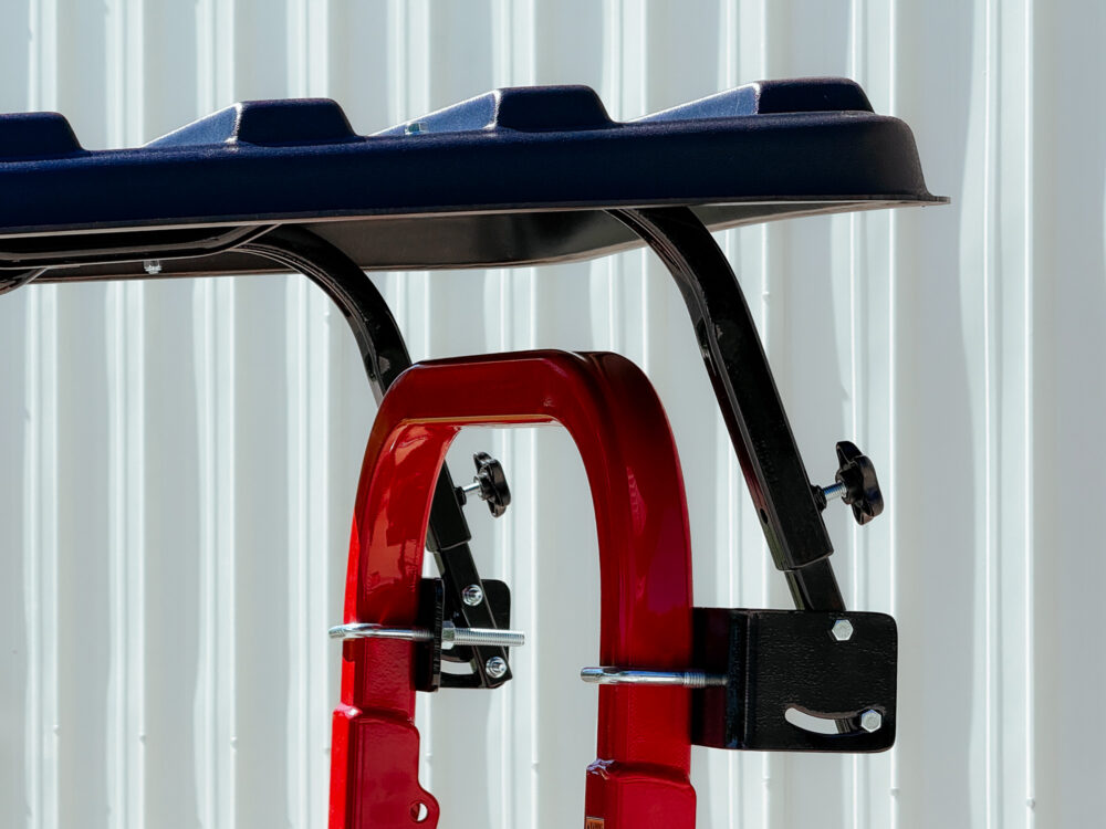 a close up of the mounting system of the Rhinohide Canopy on a roll bar