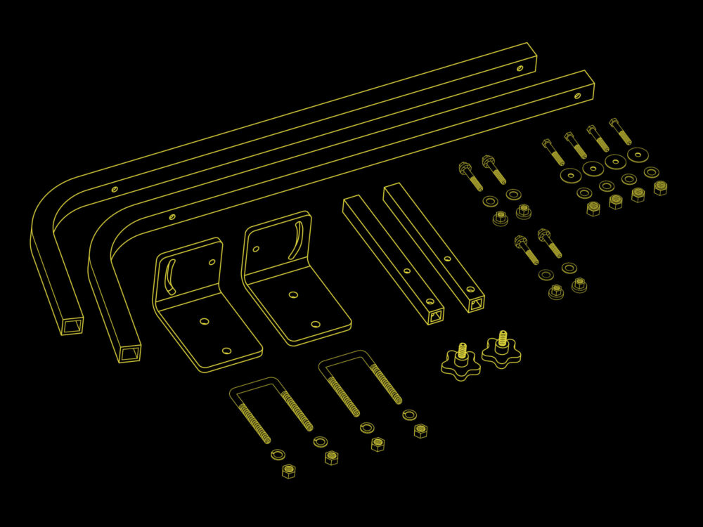 Universal Canopy Kit of Parts for Mounting the Shell to your Roll Bar